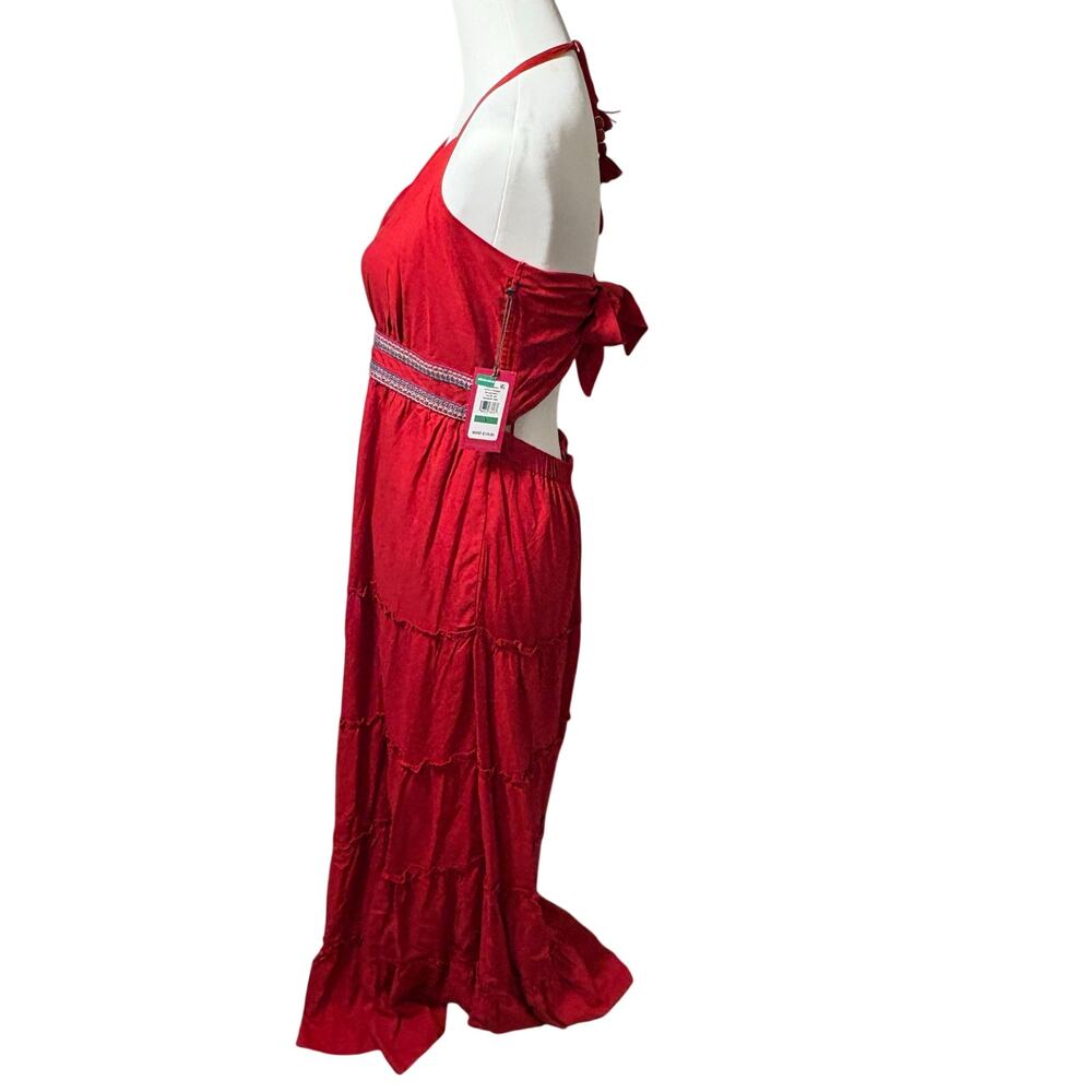 Vince Camuto Radiant Red Halter Maxi Dress NWT Size L Rio Grande 2 Boho - Picture 6 of 15